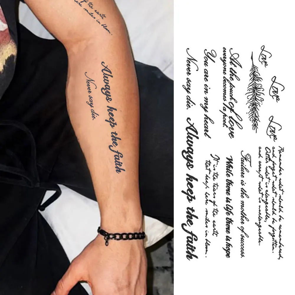 English Word Temporary Tattoo Sticker (1Pc)