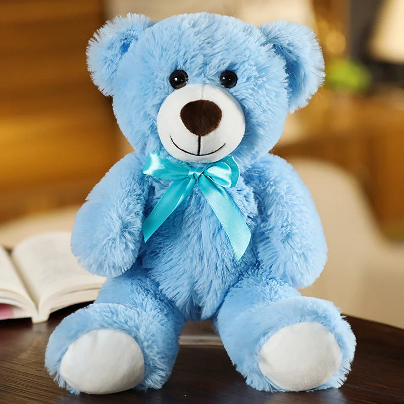 Colorful Bow Tie Teddy Bear Plush – 35cm Soft Hugging Companion