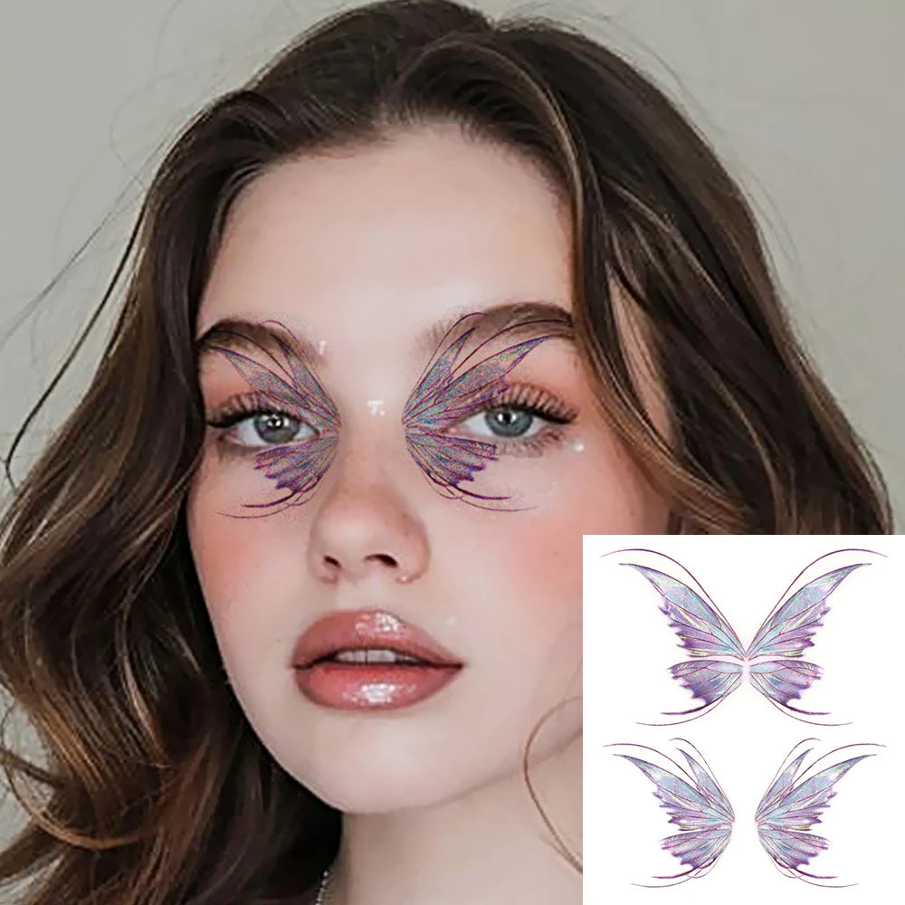 Glitter Eye & Butterfly Wing Temporary Tattoo Sticker (1Pc)
