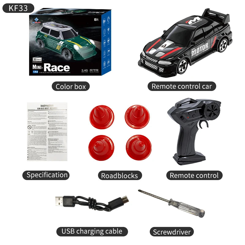 2026 KF20 1:64 Drift RC Car – Mini Four-Wheel Remote-Controlled Racing Car